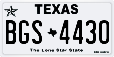 TX license plate BGS4430