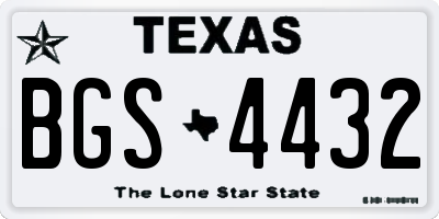 TX license plate BGS4432