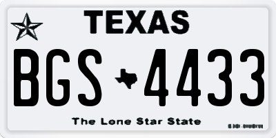 TX license plate BGS4433