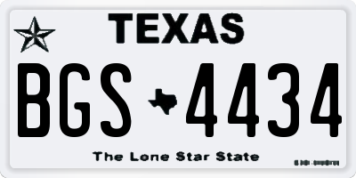 TX license plate BGS4434