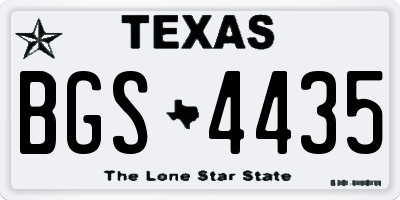TX license plate BGS4435
