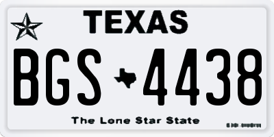 TX license plate BGS4438