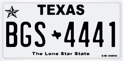 TX license plate BGS4441