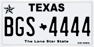 TX license plate BGS4444