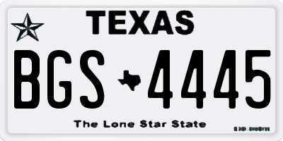 TX license plate BGS4445