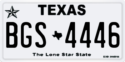 TX license plate BGS4446