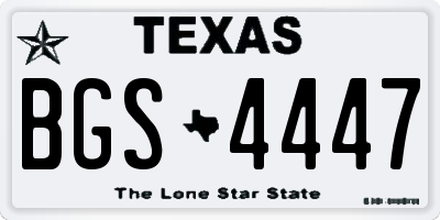 TX license plate BGS4447