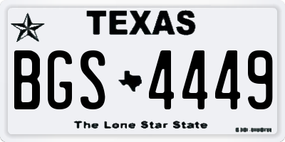 TX license plate BGS4449