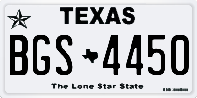 TX license plate BGS4450