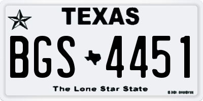 TX license plate BGS4451