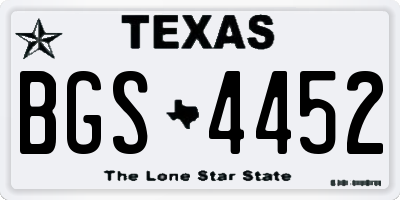TX license plate BGS4452