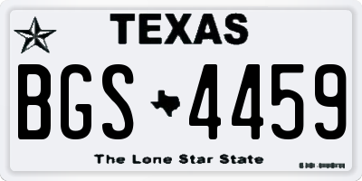 TX license plate BGS4459