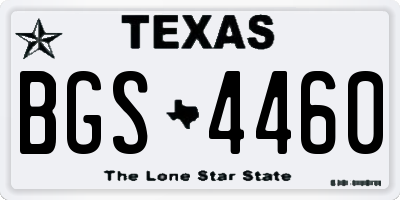 TX license plate BGS4460