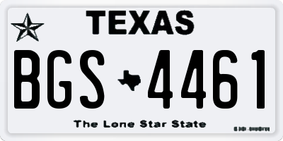 TX license plate BGS4461