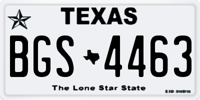 TX license plate BGS4463