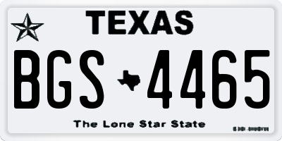TX license plate BGS4465