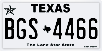 TX license plate BGS4466