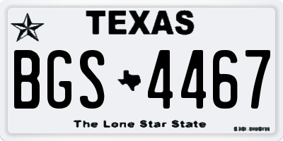 TX license plate BGS4467