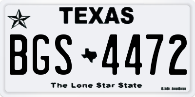 TX license plate BGS4472