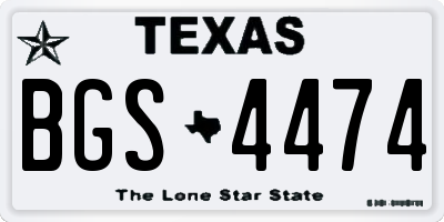 TX license plate BGS4474