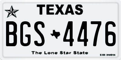 TX license plate BGS4476