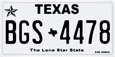 TX license plate BGS4478