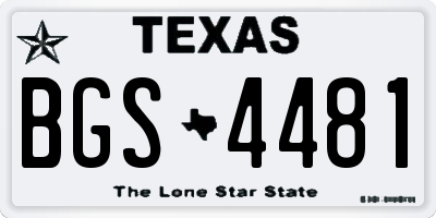 TX license plate BGS4481