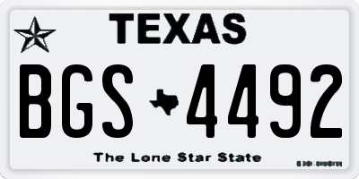 TX license plate BGS4492