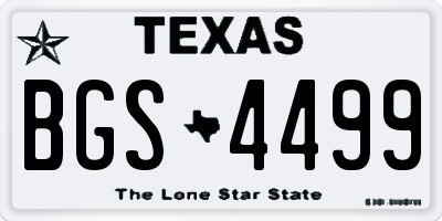TX license plate BGS4499