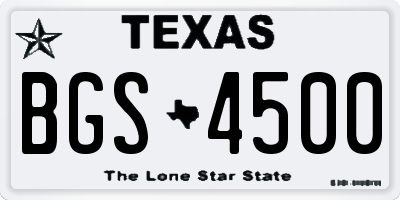 TX license plate BGS4500