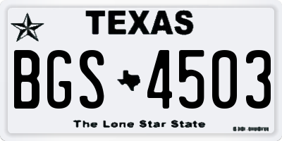 TX license plate BGS4503