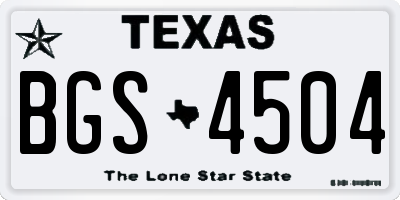 TX license plate BGS4504