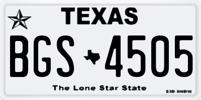 TX license plate BGS4505