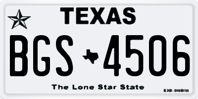 TX license plate BGS4506