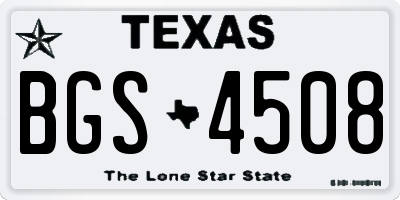 TX license plate BGS4508