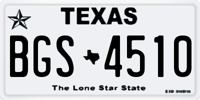 TX license plate BGS4510