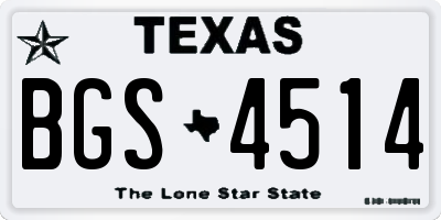 TX license plate BGS4514