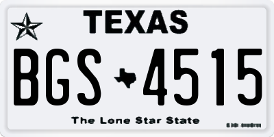 TX license plate BGS4515