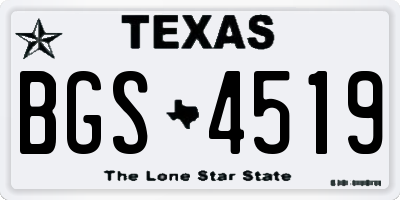 TX license plate BGS4519