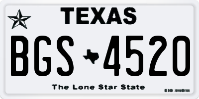 TX license plate BGS4520