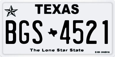 TX license plate BGS4521