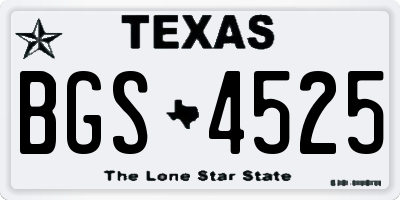 TX license plate BGS4525
