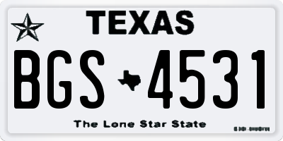 TX license plate BGS4531
