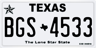 TX license plate BGS4533