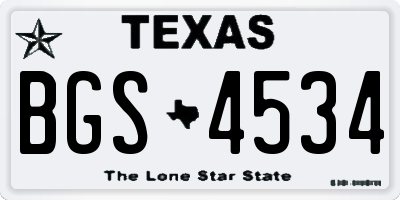 TX license plate BGS4534