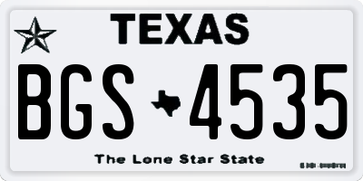 TX license plate BGS4535