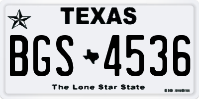 TX license plate BGS4536