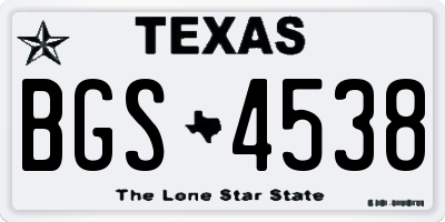 TX license plate BGS4538