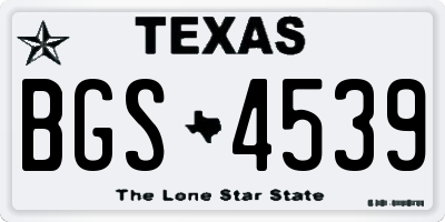 TX license plate BGS4539