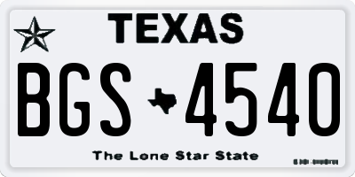 TX license plate BGS4540